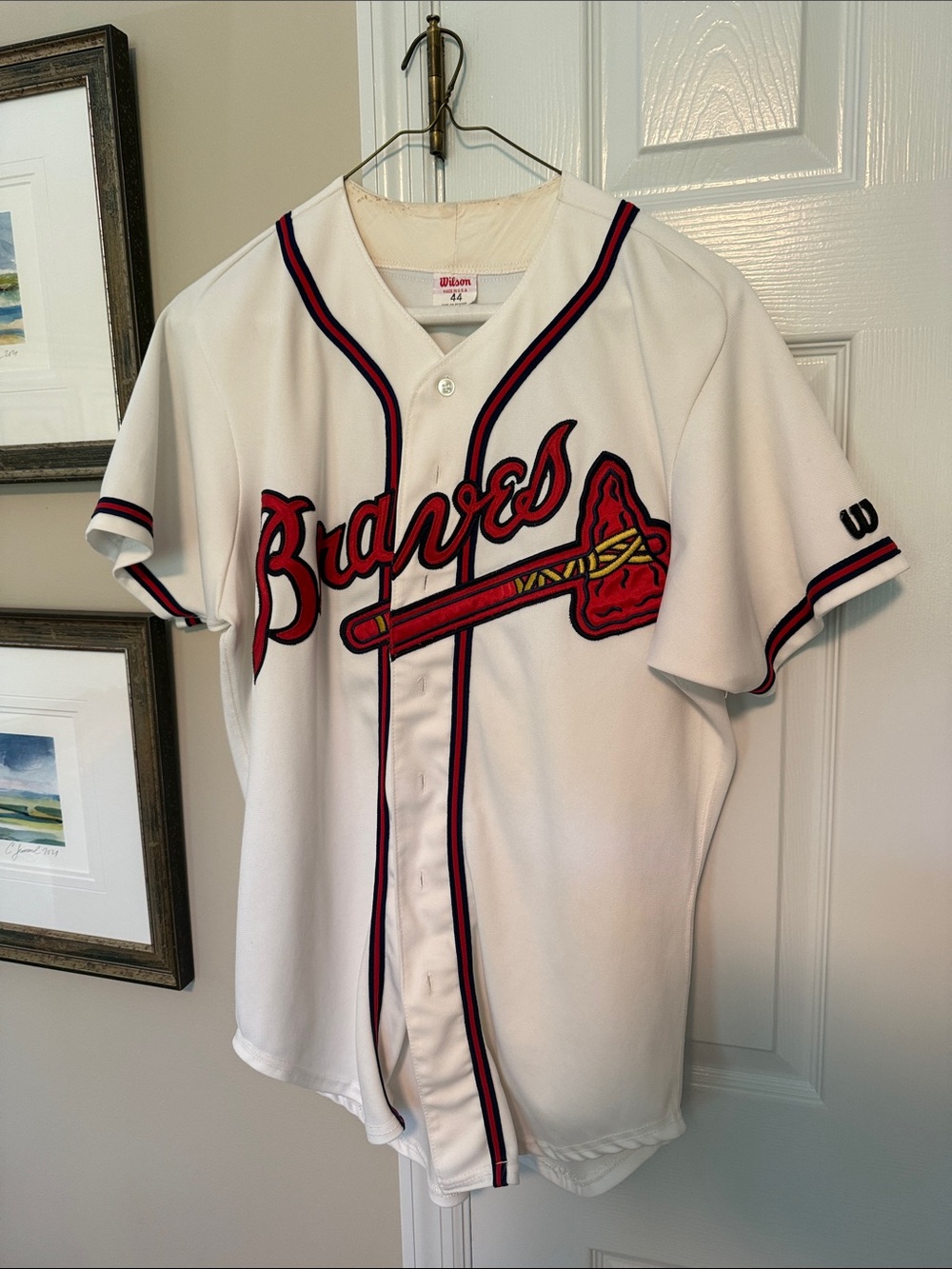 Wilson White & Red Kids Baseball Jersey with Script Logo